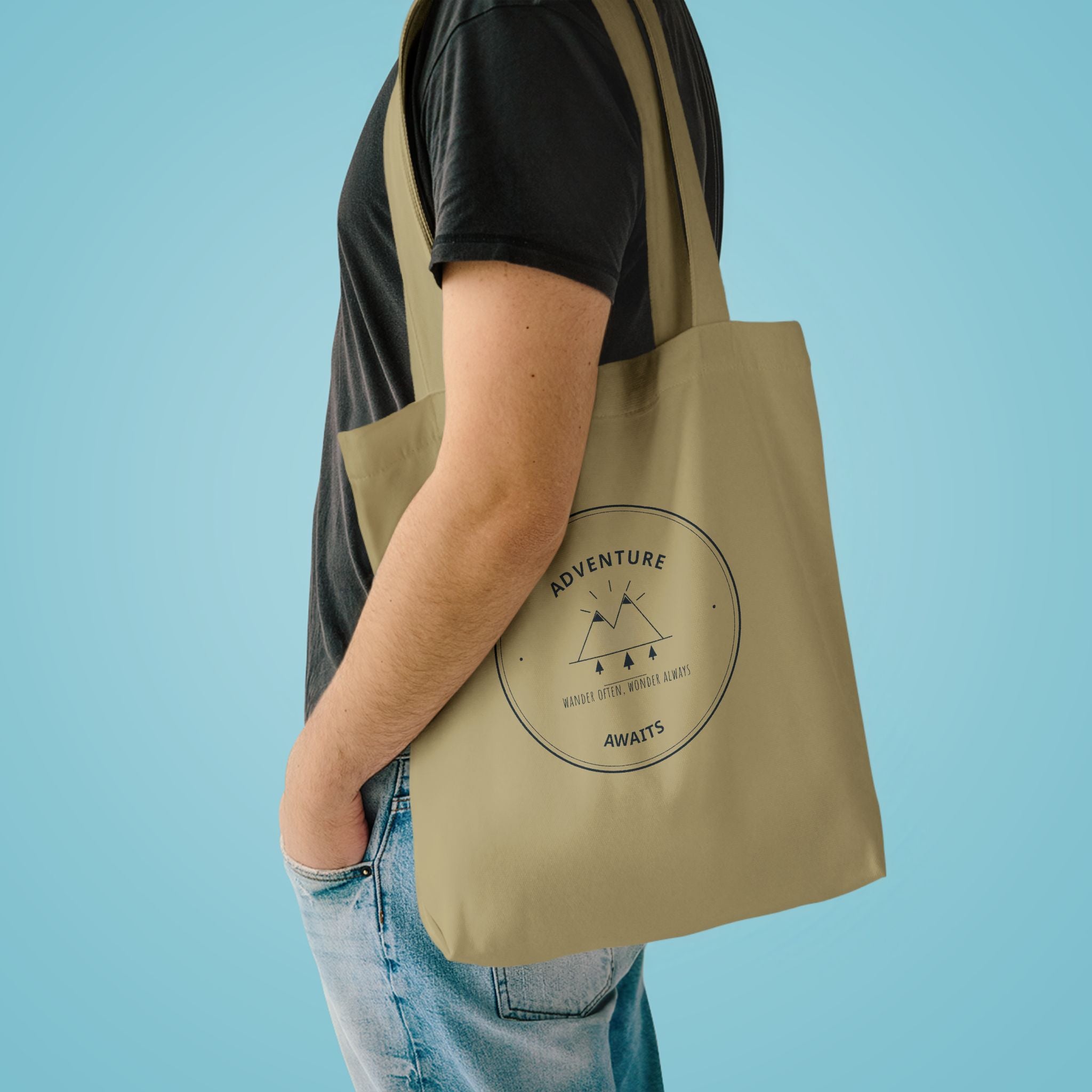 Adventure Awaits Canvas Tote for Road Trippers, Snacks and Maps on the Passenger Seat
