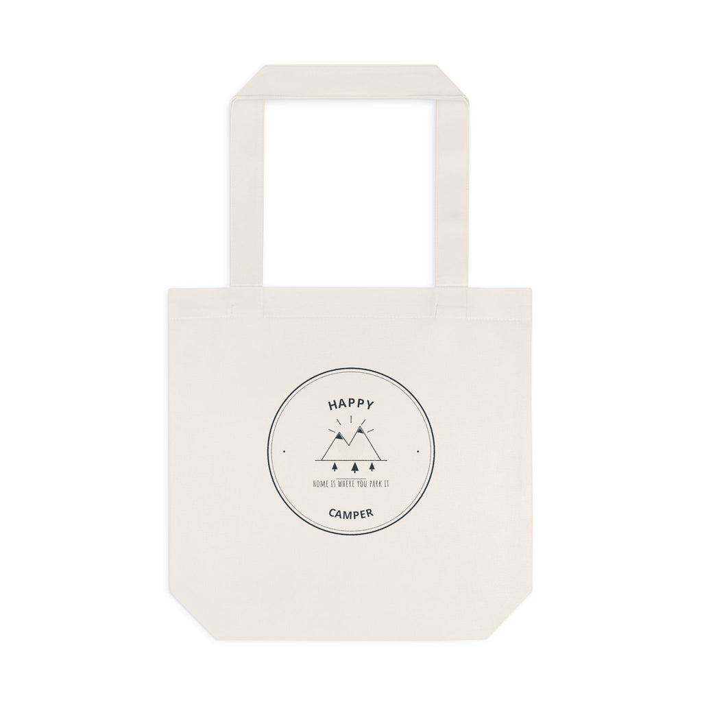 Happy Camper Canvas Tote for Weekend Campers, Camp Kitchen Hauls and Grocery Runs