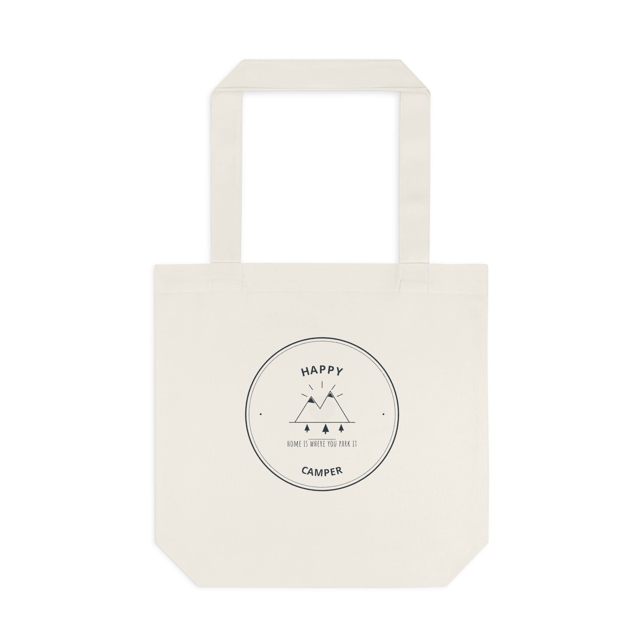 Happy Camper Canvas Tote for Weekend Campers, Camp Kitchen Hauls and Grocery Runs