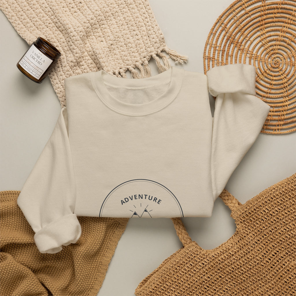 Adventure Awaits Crewneck for Road Trippers, Cold Mornings in the Van