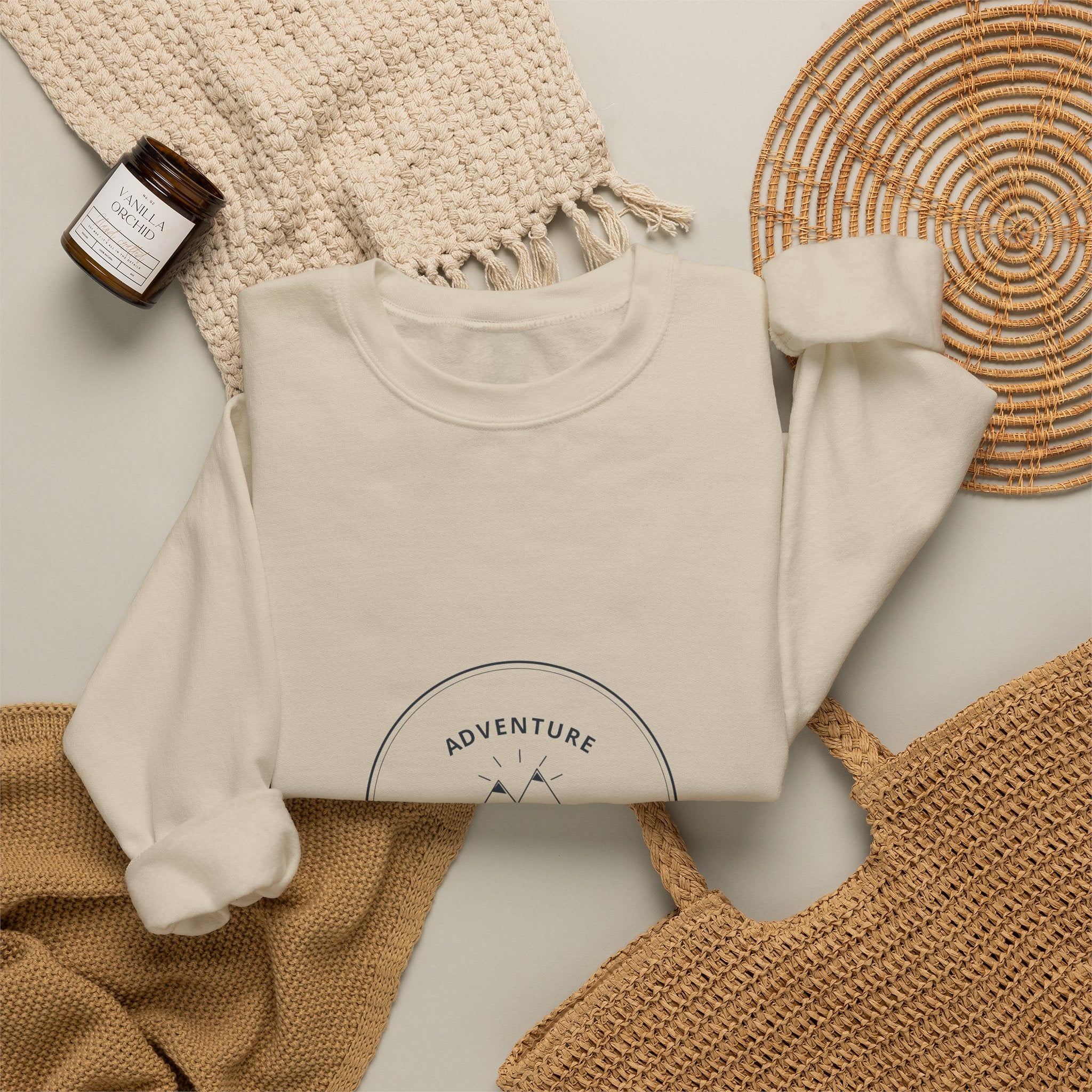 Adventure Awaits Crewneck for Road Trippers, Cold Mornings in the Van