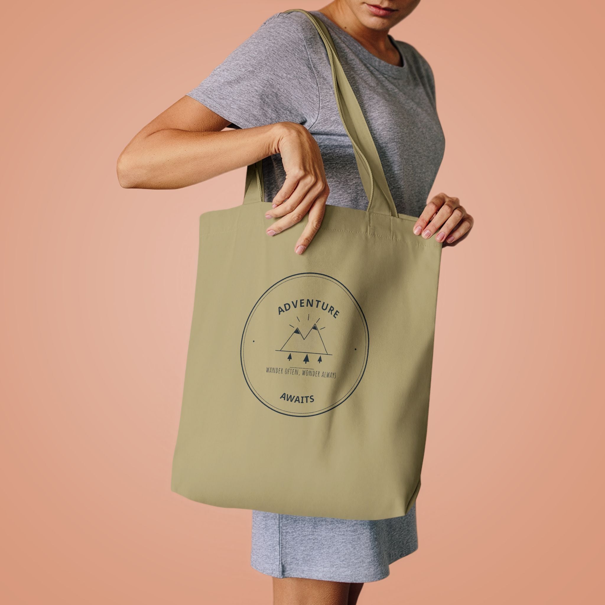 Adventure Awaits Canvas Tote for Road Trippers, Snacks and Maps on the Passenger Seat