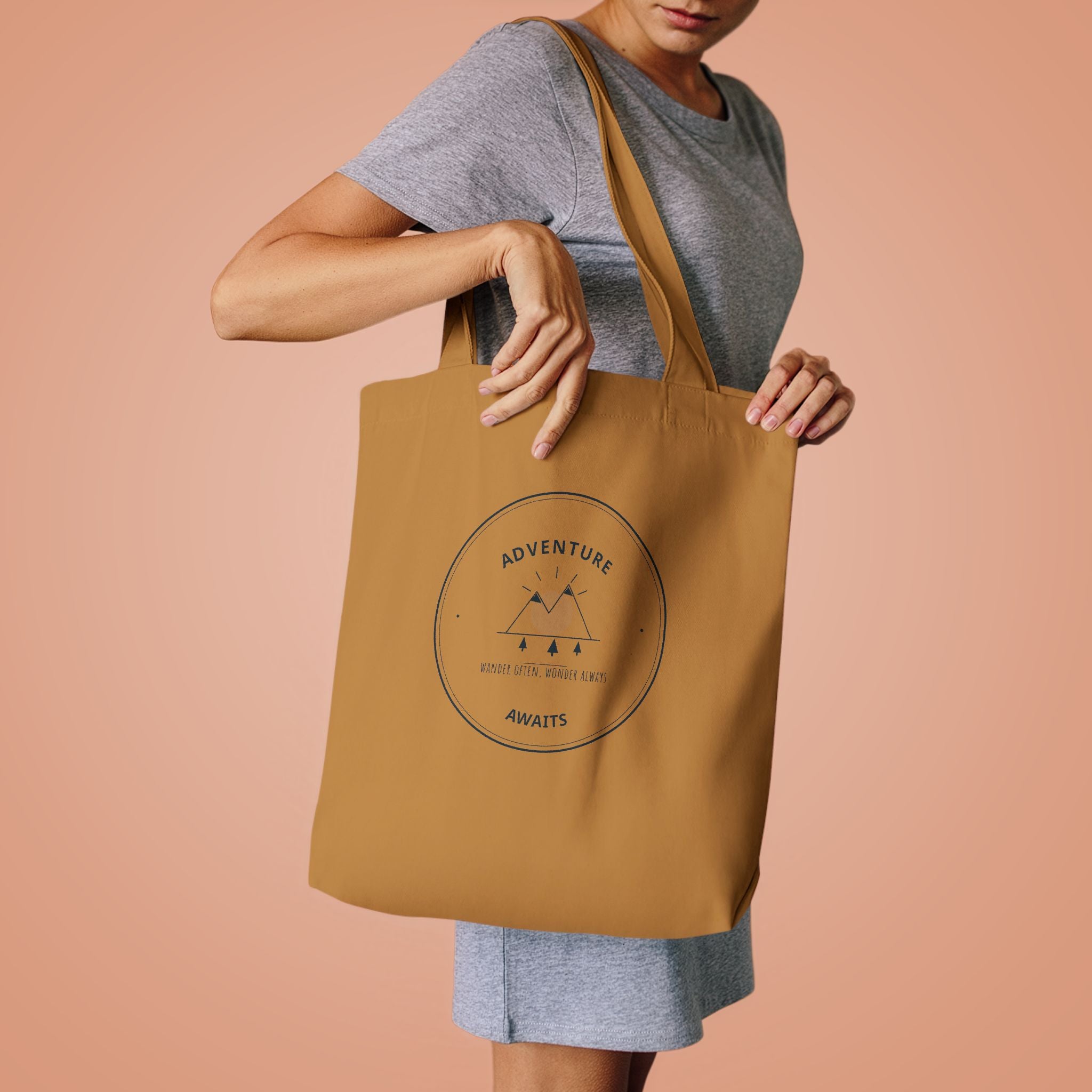 Adventure Awaits Canvas Tote for Road Trippers, Snacks and Maps on the Passenger Seat