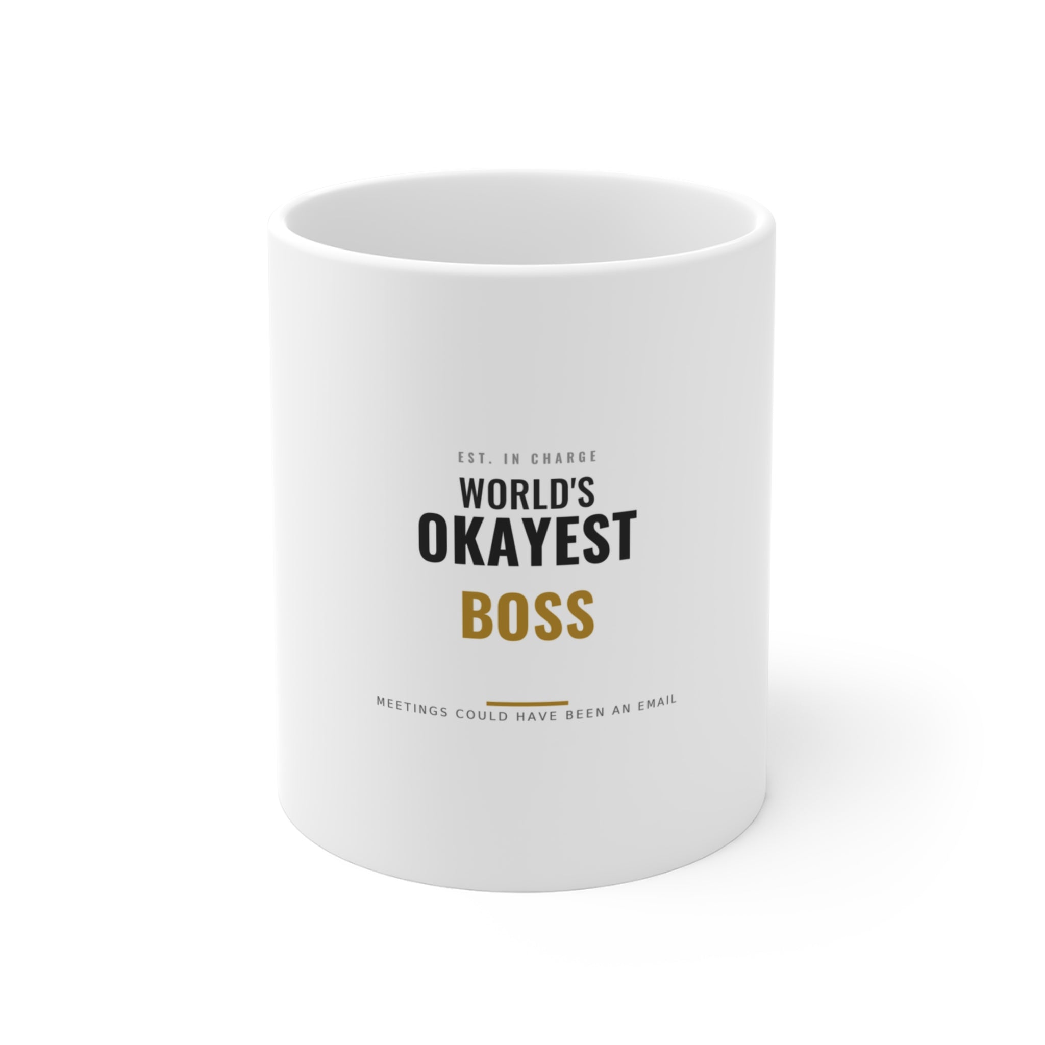 World's Okayest Boss Mug for Managers, Desk Coffee and Boss's Day Gifts