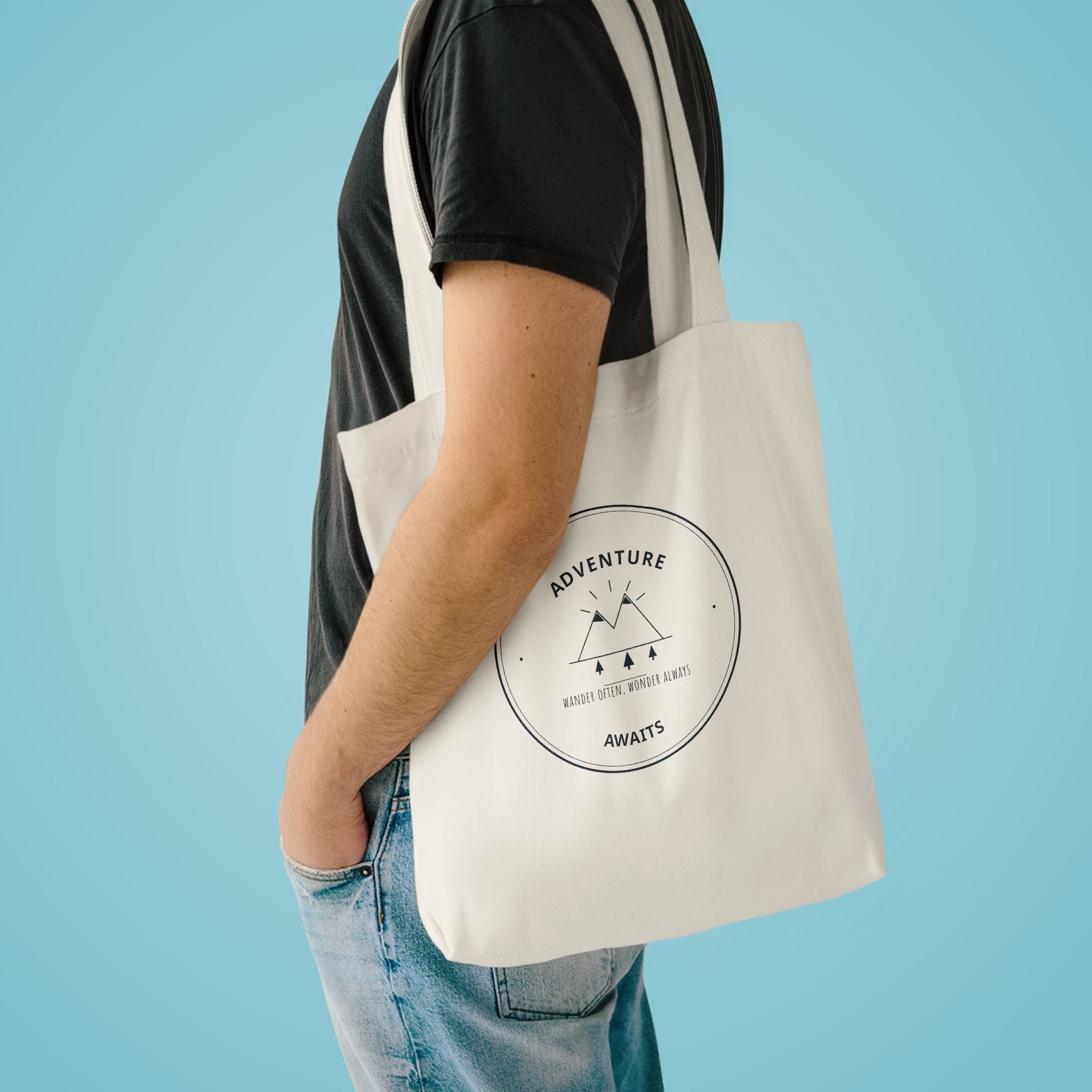 Adventure Awaits Canvas Tote for Road Trippers, Snacks and Maps on the Passenger Seat