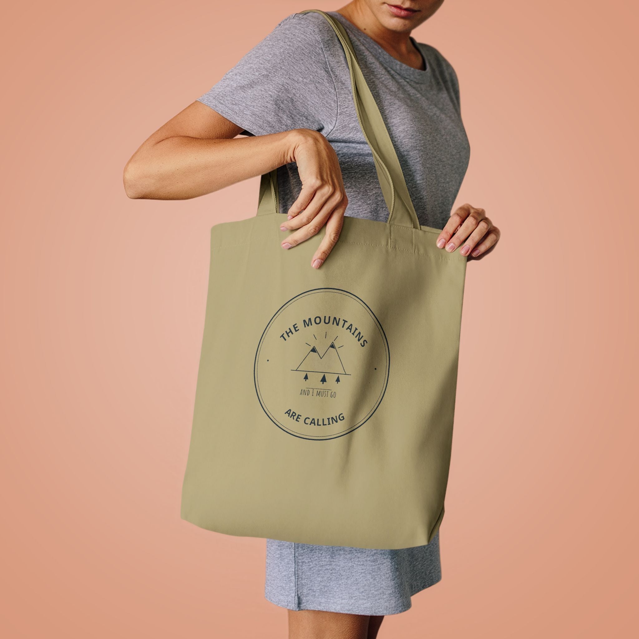 Mountains Are Calling Canvas Tote for Hikers, Day Hikes and Market Runs