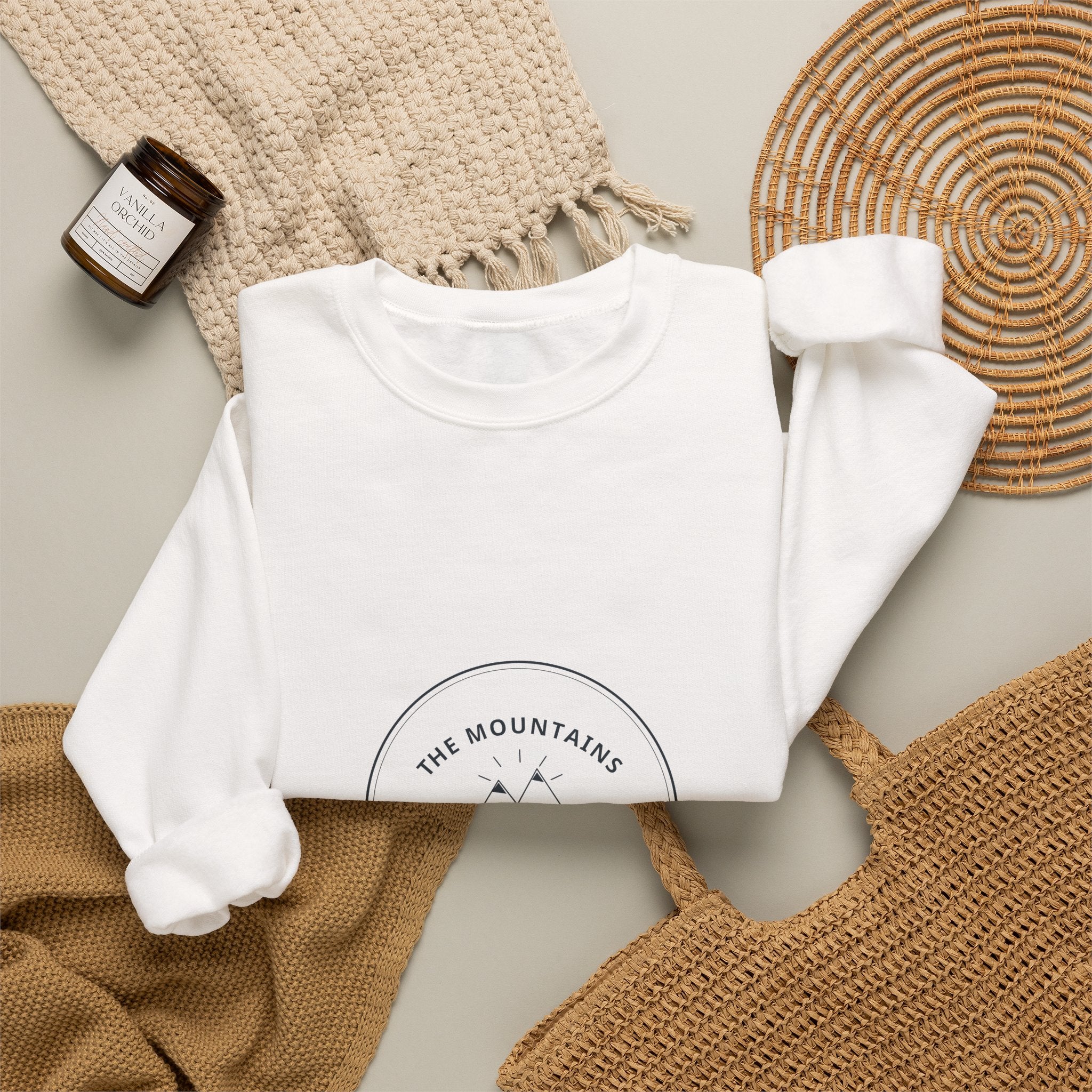 Mountains Are Calling Crewneck for Hikers, Cold Trailheads and Camp Mornings